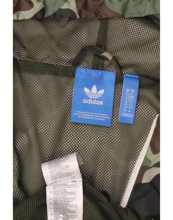 ADIDAS Mens Hooded Rain Jacket UK 38 Medium Khaki Camuflagem Poliamida