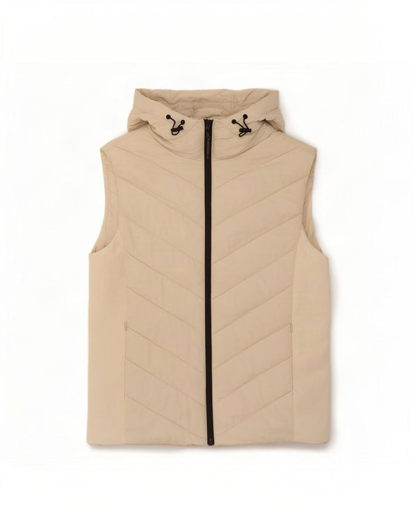 Colete acolchoado com capuz feminino Zara UK 18 XL branco