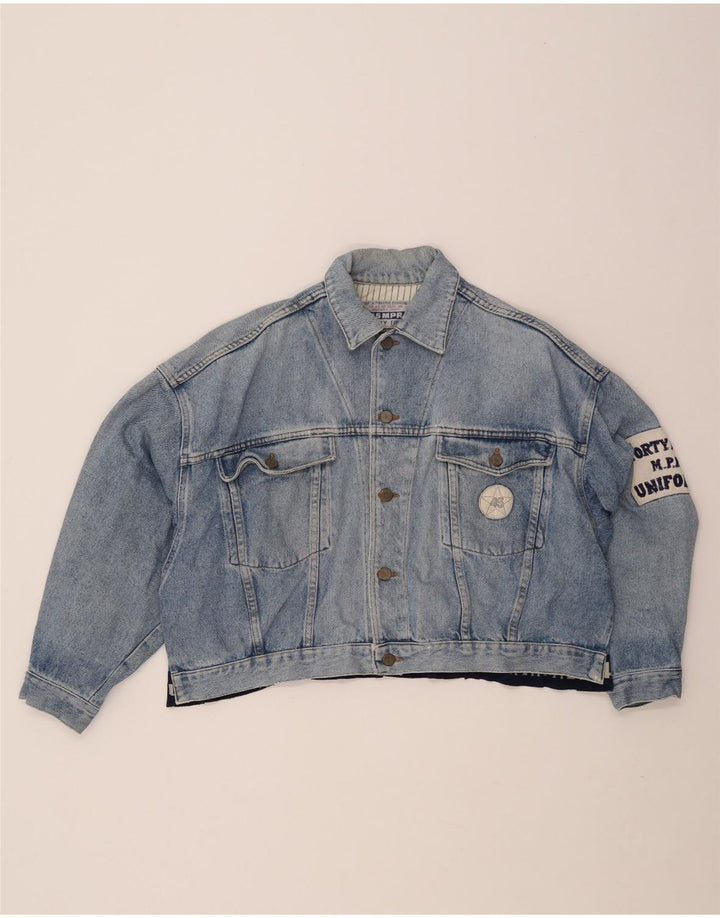 Jaqueta jeans feminina UNIFORM com corte gráfico Reino Unido 14 grande azul