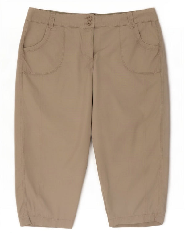 Bermuda feminina Marks & Spencer UK 20 2XL W40 algodão bege