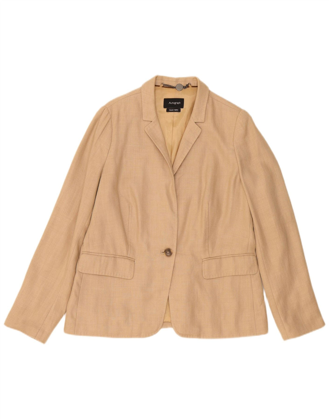 Jaqueta blazer feminina Marks & Spencer Autograph 1 botão Reino Unido 14 grande bege