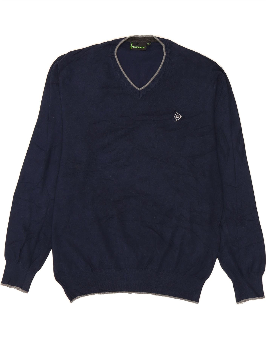 DUNLOP Mens V-Neck Jumper Sweater XL Navy Blue Viscose Vintage Dunlop and Second-Hand Dunlop from Messina Hembry 