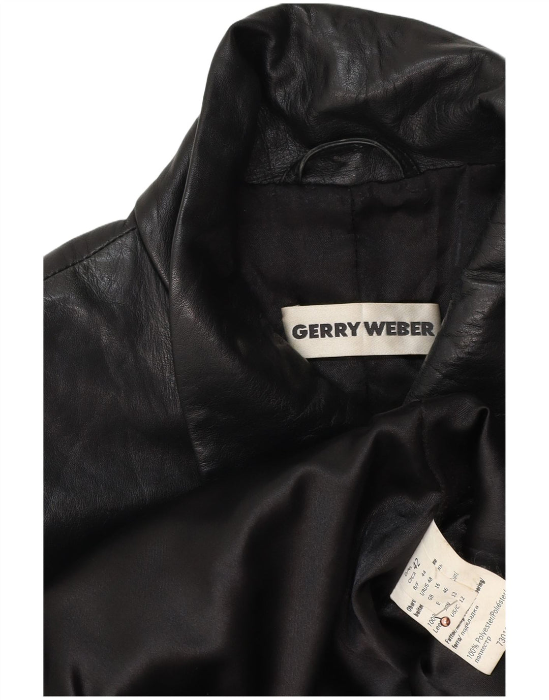 Casaco de couro feminino GERRY WEBER Reino Unido 16 grande couro preto