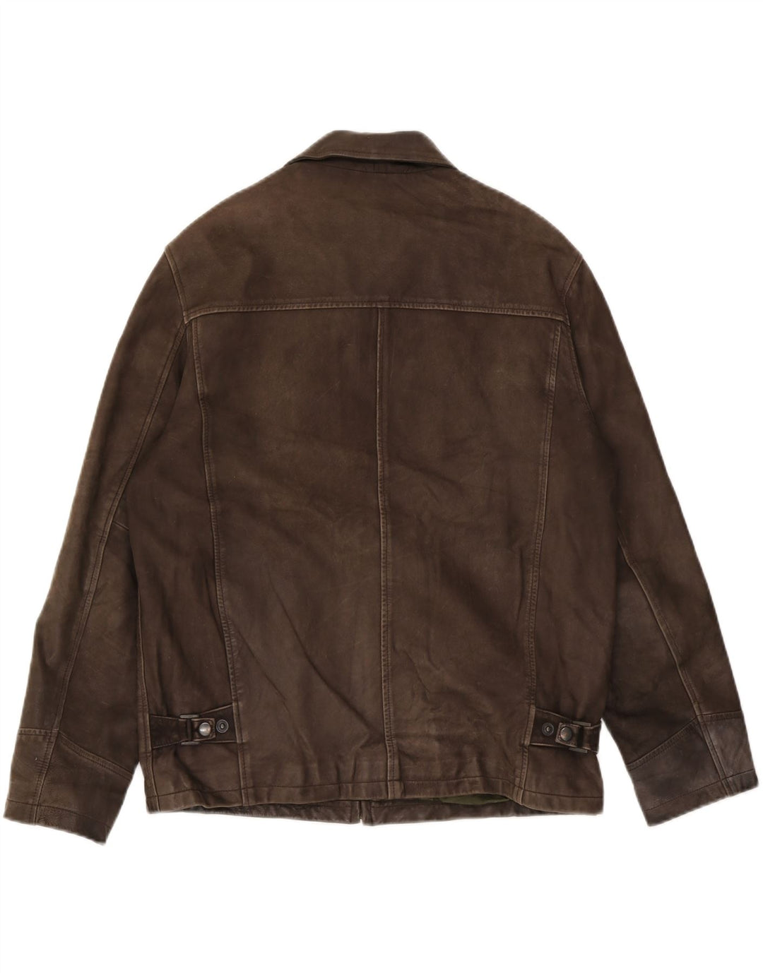 Jaqueta de couro masculina Zara UK 38 couro marrom médio