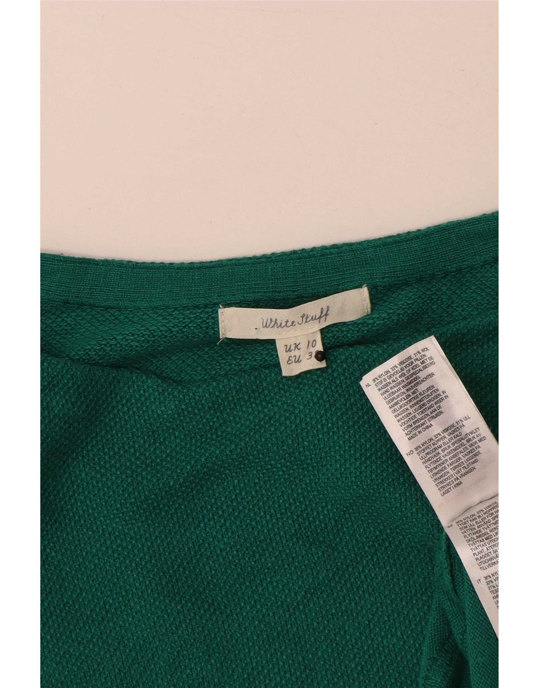 Suéter feminino grande com gola canoa White Stuff Reino Unido 10 pequeno verde