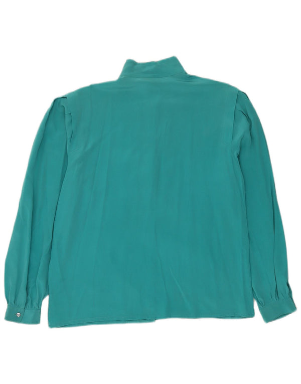 Blusa feminina vintage IT 44 seda turquesa média