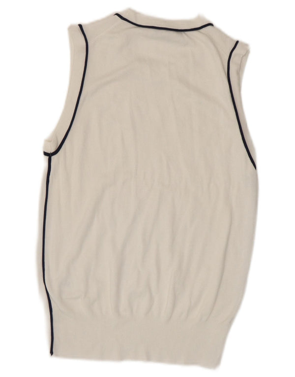 Zara Womens Vest Tank Top UK 10 Pequeno Listrado Branco Viscose