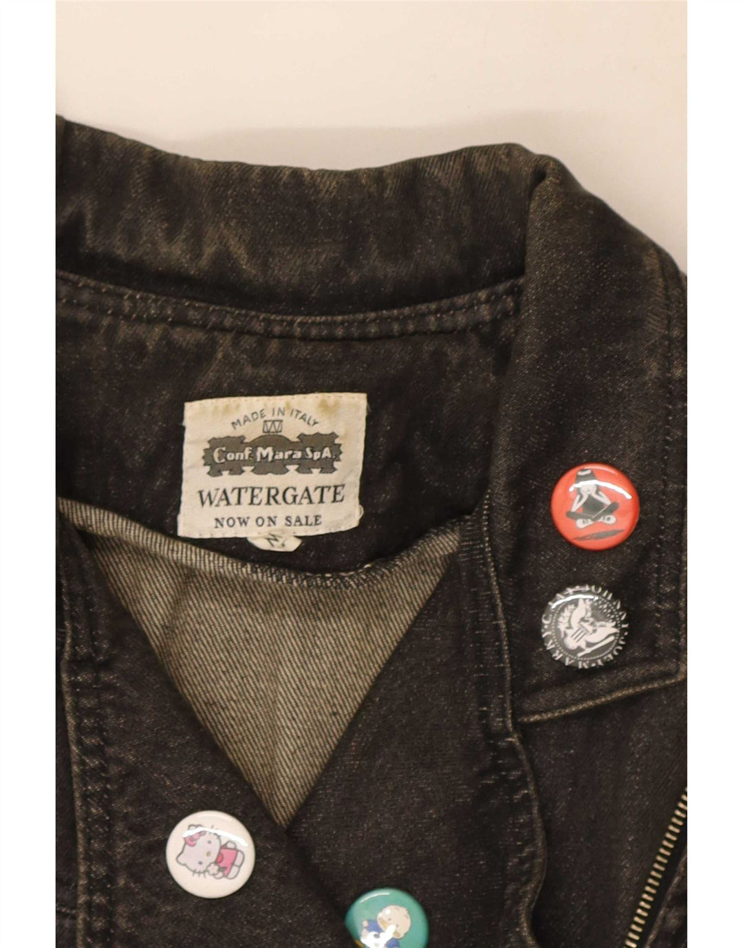 Jaqueta jeans feminina vintage de grandes dimensões para motociclista Reino Unido 14 algodão preto médio