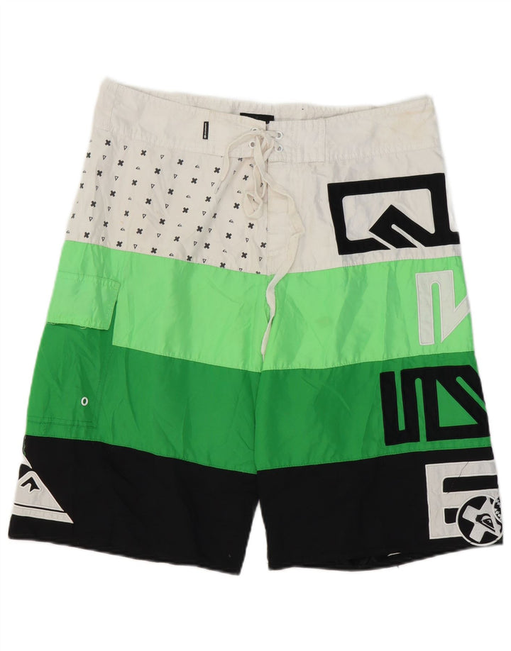 Shorts de natação masculino Quiksilver médio verde colorblock