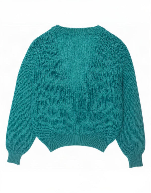 Suéter Cardigan Feminino Vintage Reino Unido 16 Grande Azul
