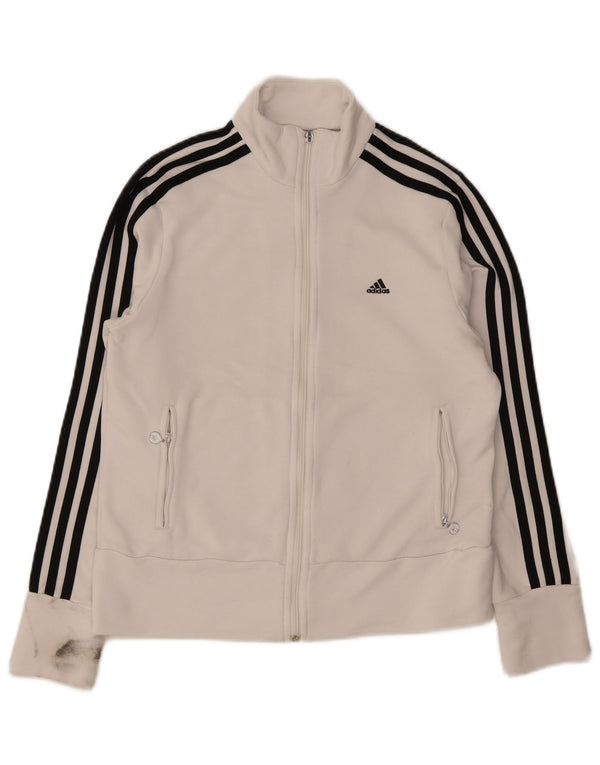 Adidas Womens Tracksuit Top Jacket UK 16 Grande Poliéster Branco