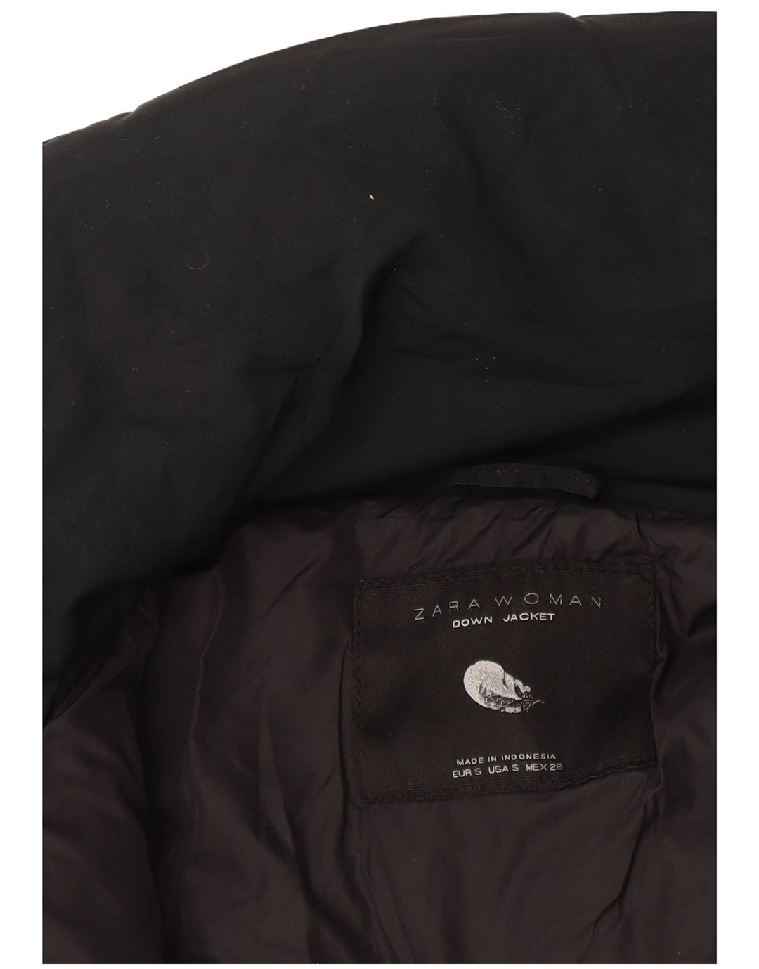 Casaco acolchoado com capuz feminino Zara Reino Unido 10 pequeno azul marinho