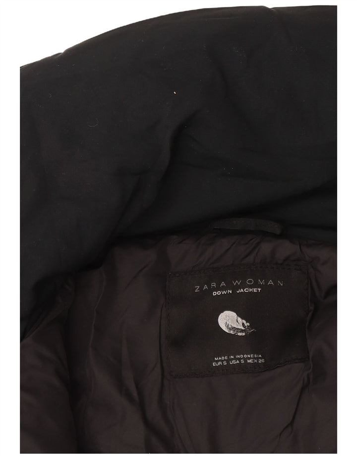 Casaco acolchoado com capuz feminino Zara Reino Unido 10 pequeno azul marinho