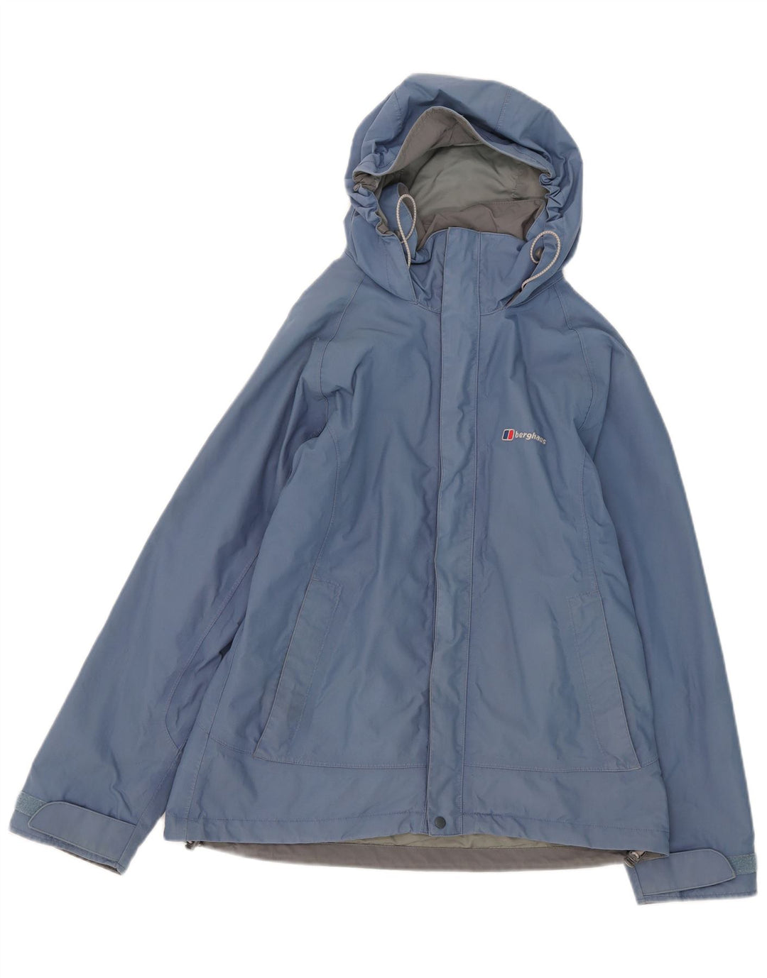 Jaqueta de chuva feminina com capuz Berghaus UK 12 nylon azul médio