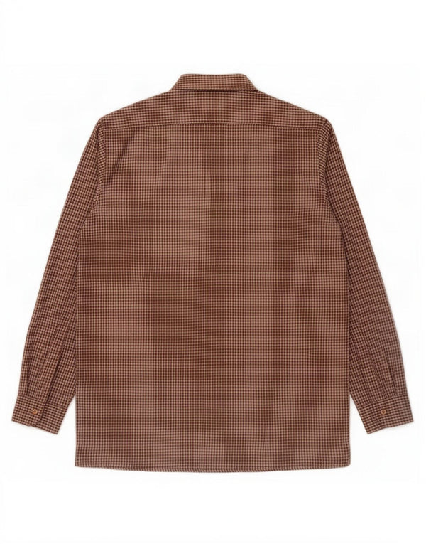 Camisa masculina de flanela Gleneske tamanho 39 15 1/2 médio bege houndstooth