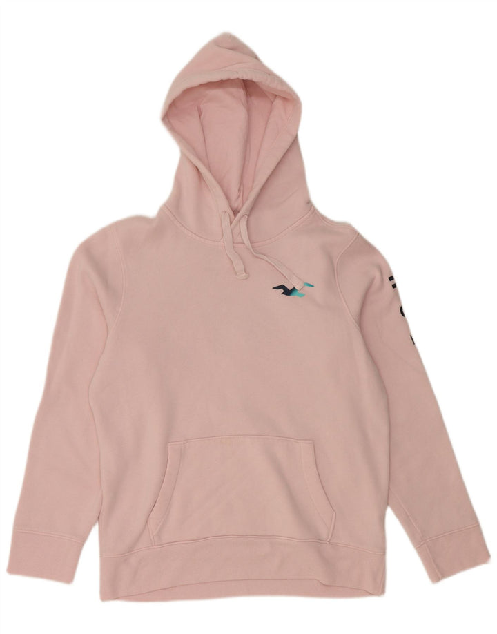 Suéter masculino com capuz gráfico HOLLISTER pequeno algodão rosa