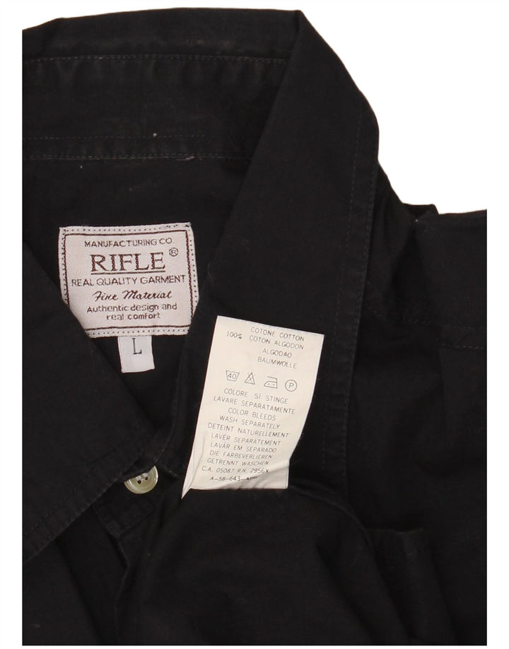Camisa masculina de manga curta Rifle grande algodão preto
