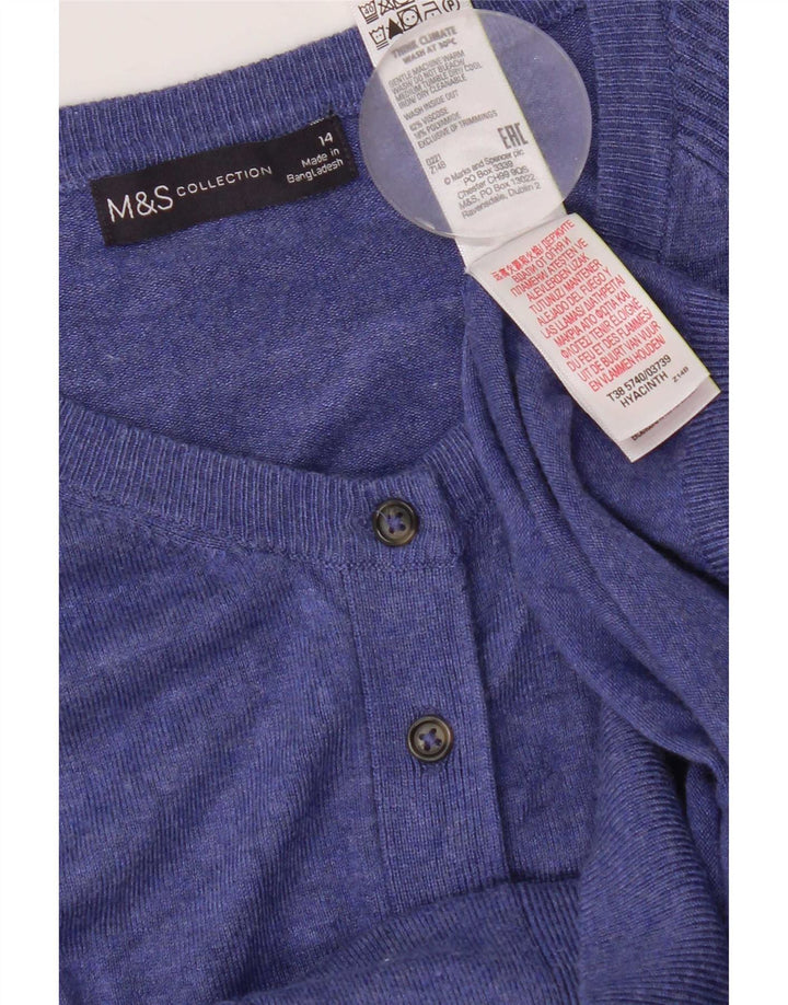 Suéter cardigã feminino Marks & Spencer UK 14 viscose azul médio