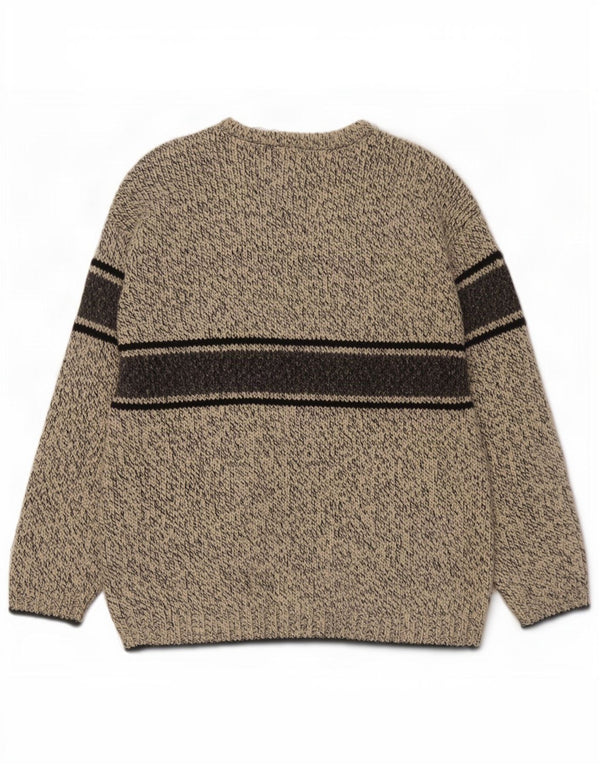 Vintage Mens V-Neck Jumper Sweater XL Grey Flecked Wool