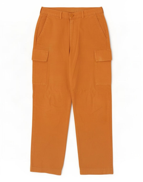 Calça cargo reta masculina Benetton IT 48 médio W30 L30 algodão laranja