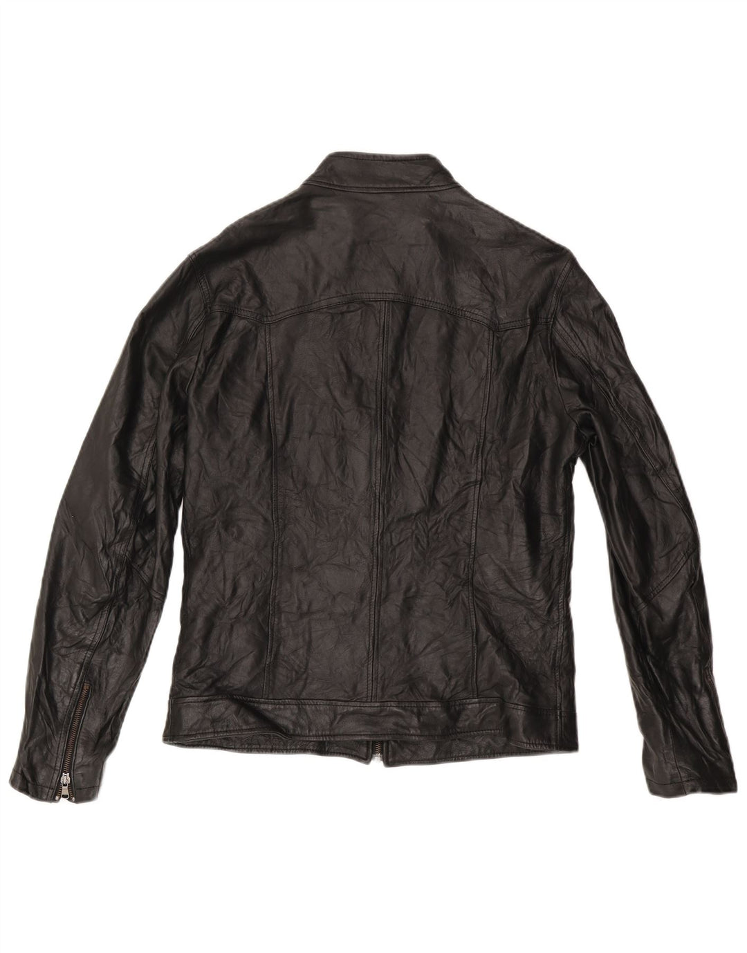 Jaqueta de couro masculina vintage UK 38 couro preto médio