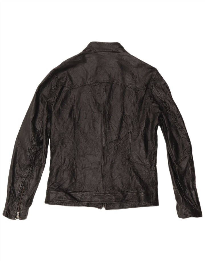 Jaqueta de couro masculina vintage UK 38 couro preto médio