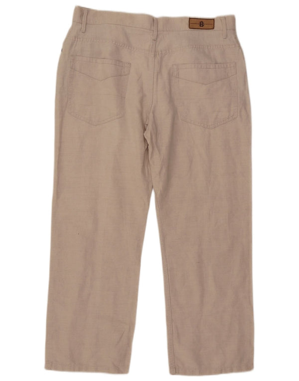 Marks & Spencer Mens Blue Harbour Straight Casual Trousers W36 L29 Beige