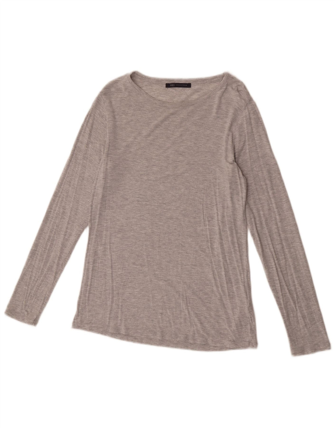Top feminino Marks & Spencer manga comprida UK 14 cinza médio modal