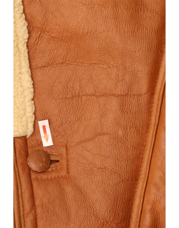 Vintage Mens 3 Button Shearling Jacket IT 48 Medium Brown Colourblock