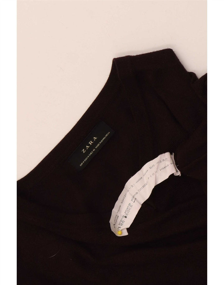 Suéter masculino Zara com decote em V, viscose média Borgonha