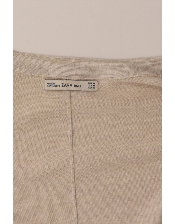 Suéter cardigã feminino Zara Oversized Longline Reino Unido 14 Médio Bege