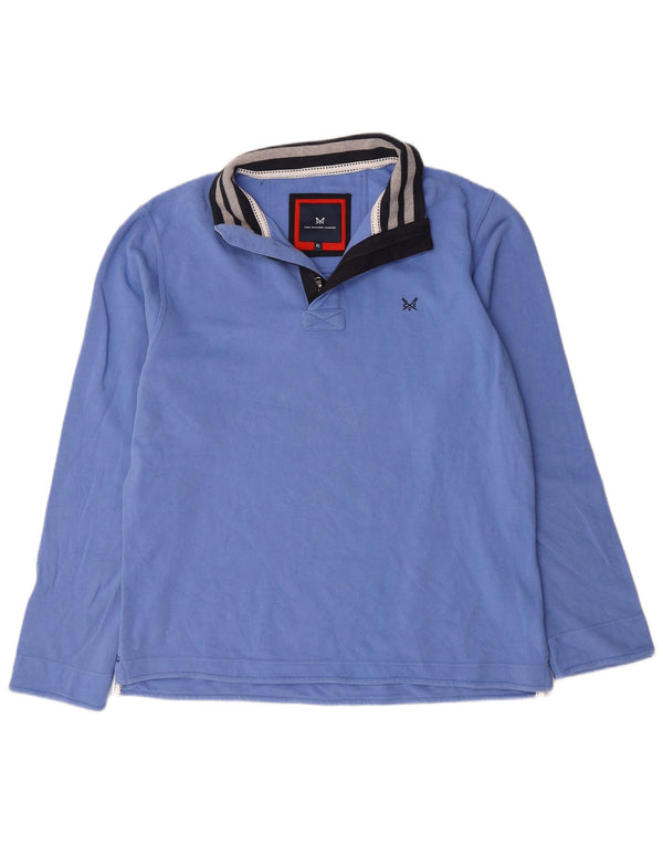 Crew Clothing Mens Zip Neck Moletom Jumper XL Azul Algodão
