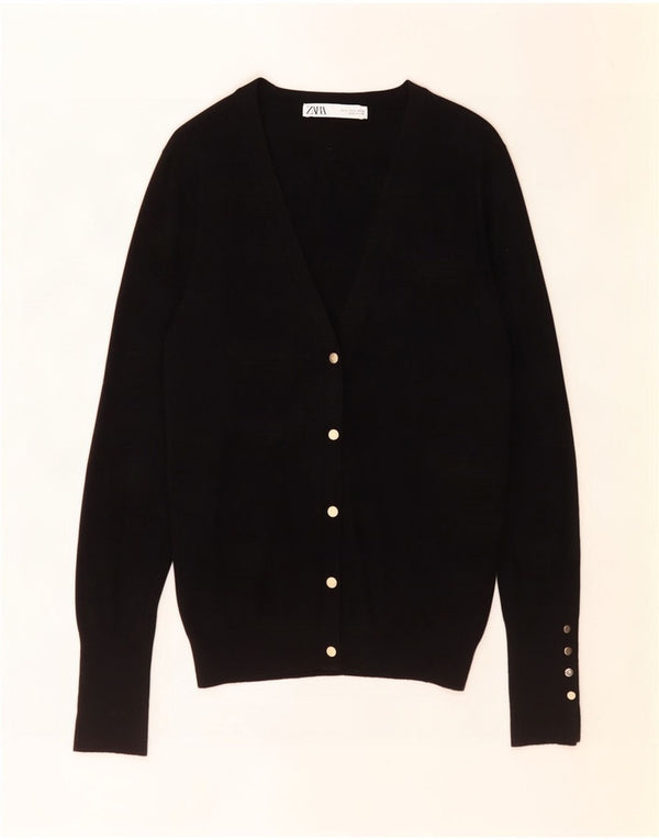 Suéter cardigã feminino Zara Reino Unido 14 grande viscose preta