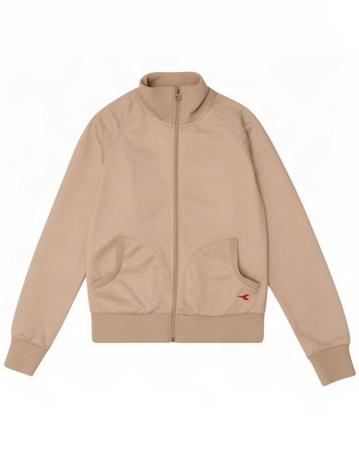 Diadora Womens Tracksuit Top Jacket UK 6 XS Off White Poliéster