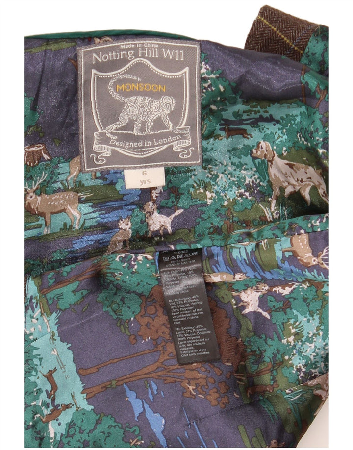 Colete Monsoon Meninos 5-6 Anos Lã Xadrez Marrom