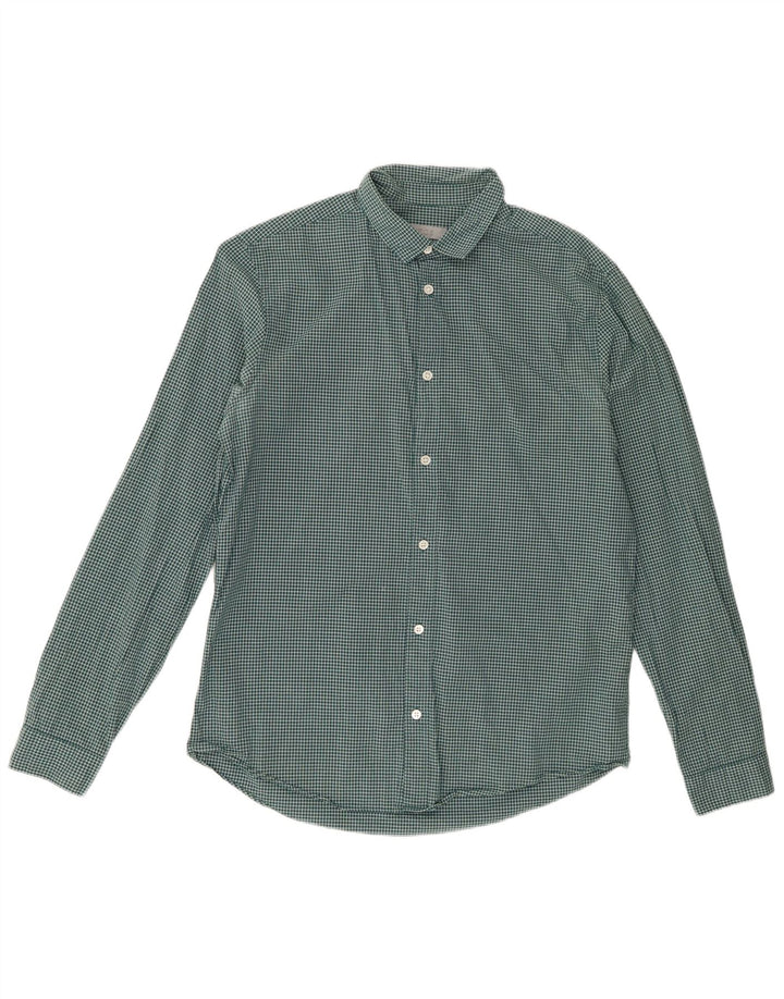 Camisa masculina Cos de algodão guingão verde médio