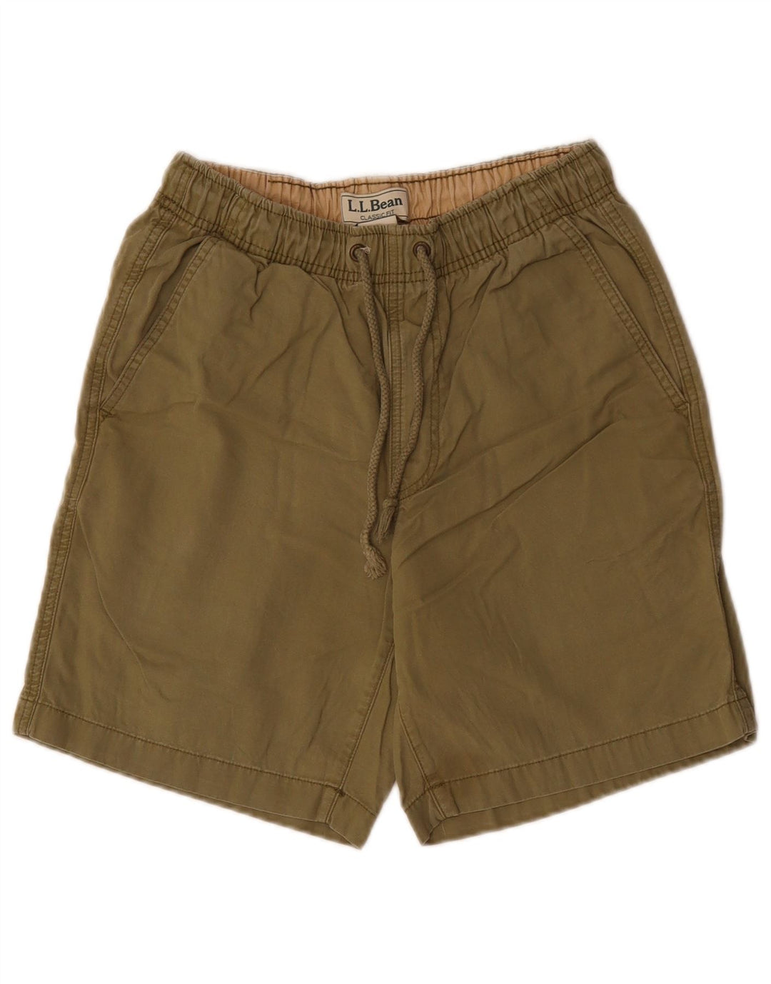 L.L.Bean Mens Classic Fit Shorts Pequeno W27 Algodão Cáqui