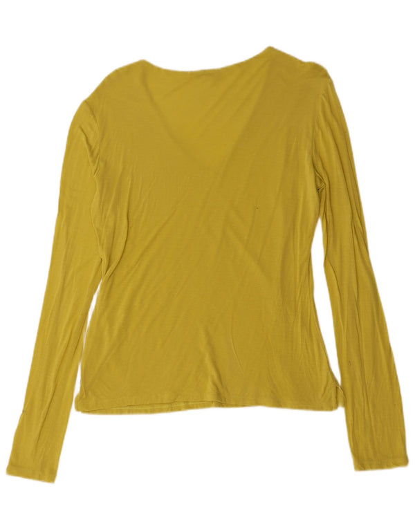 Top feminino Armani manga comprida UK 14 médio amarelo