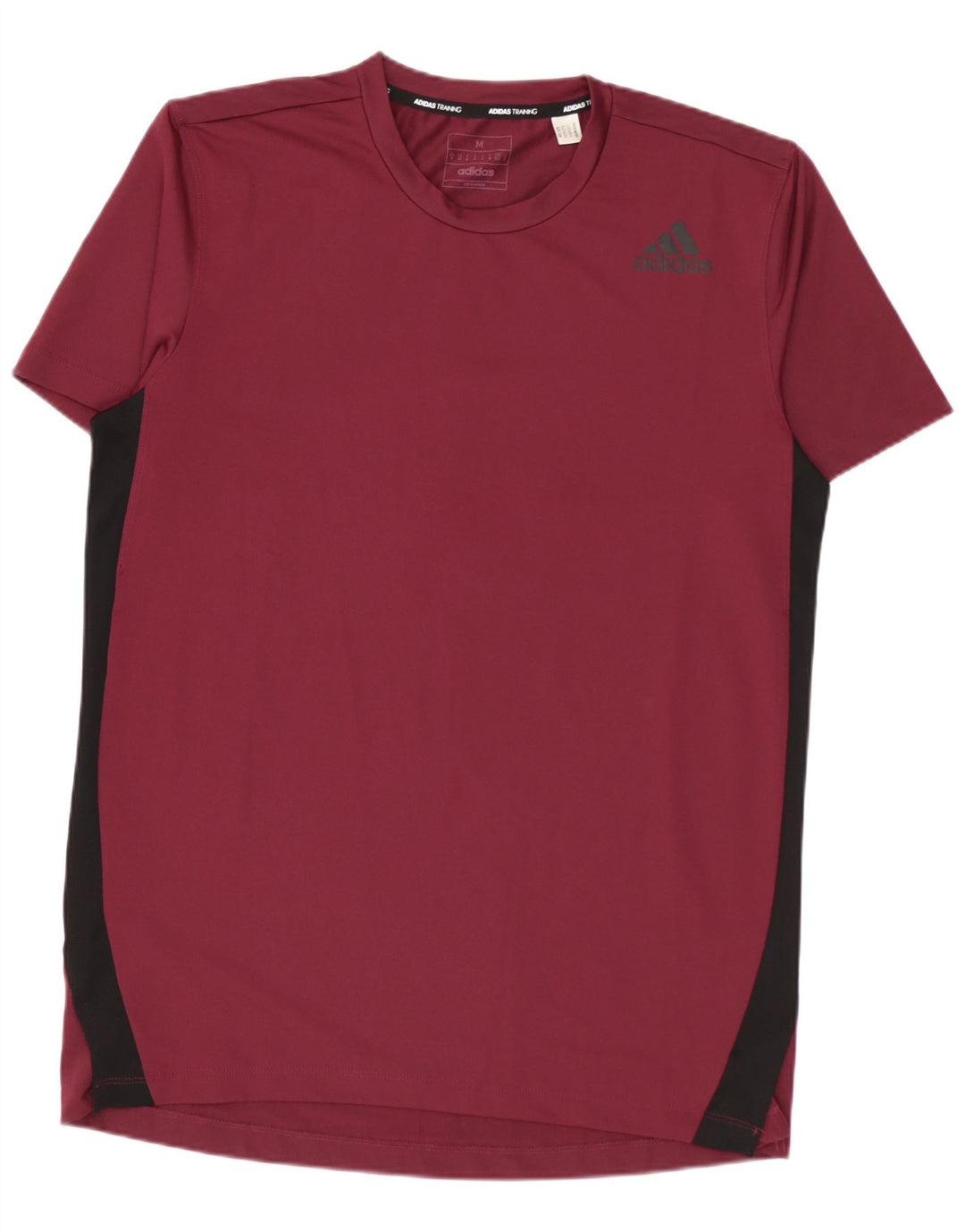 Adidas Mens Camiseta Top Médio Borgonha Colourblock Poliéster
