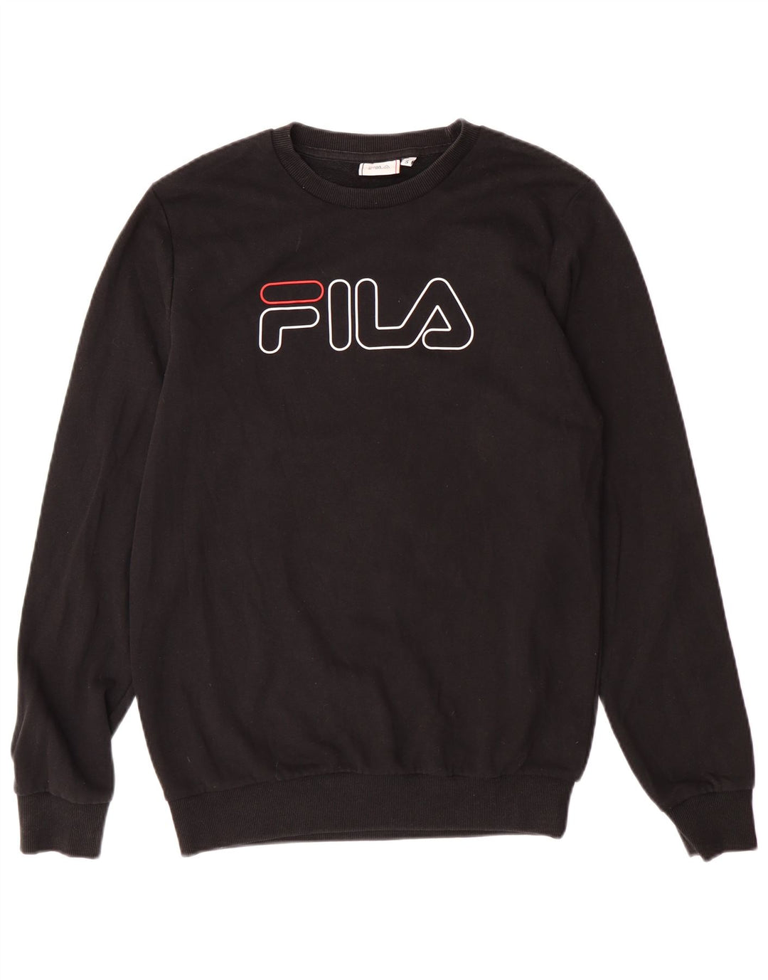 Fila Mens Graphic Moletom Jumper Pequeno Algodão Preto