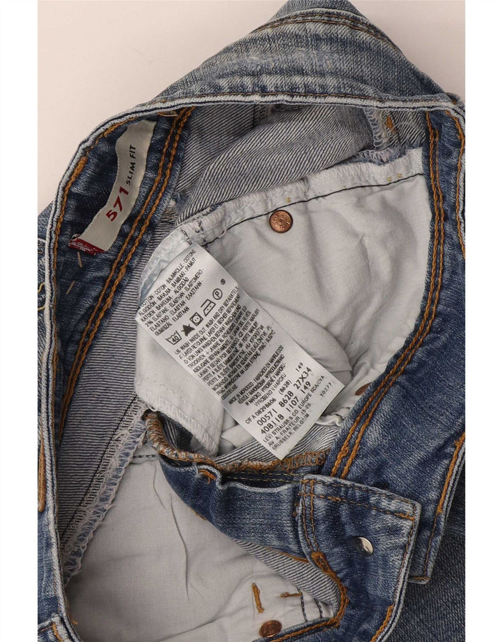 Calça jeans feminina Levi's 571 Slim W27 L34 azul algodão