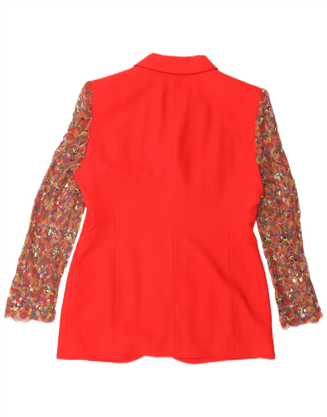 Jaqueta blazer feminina Prestige com 3 botões Reino Unido 14 lã virgem floral vermelha média