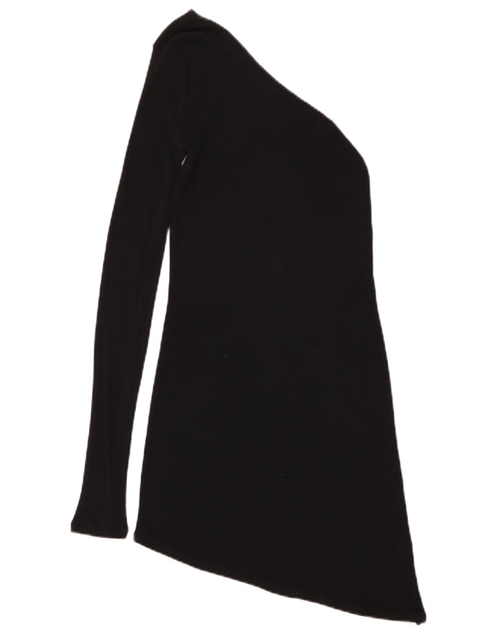 Top feminino assimétrico de um ombro Zara Reino Unido 12 viscose preta média