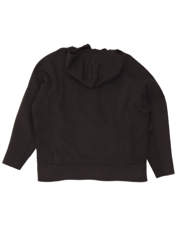 Suéter Adidas feminino com capuz e zíper grande Reino Unido 16/18 grande algodão preto