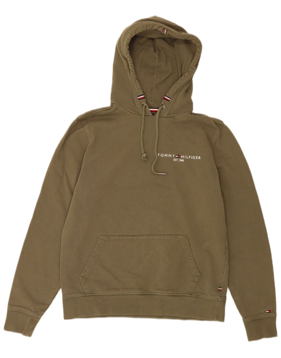 Tommy Hilfiger moletom com capuz masculino médio algodão cáqui