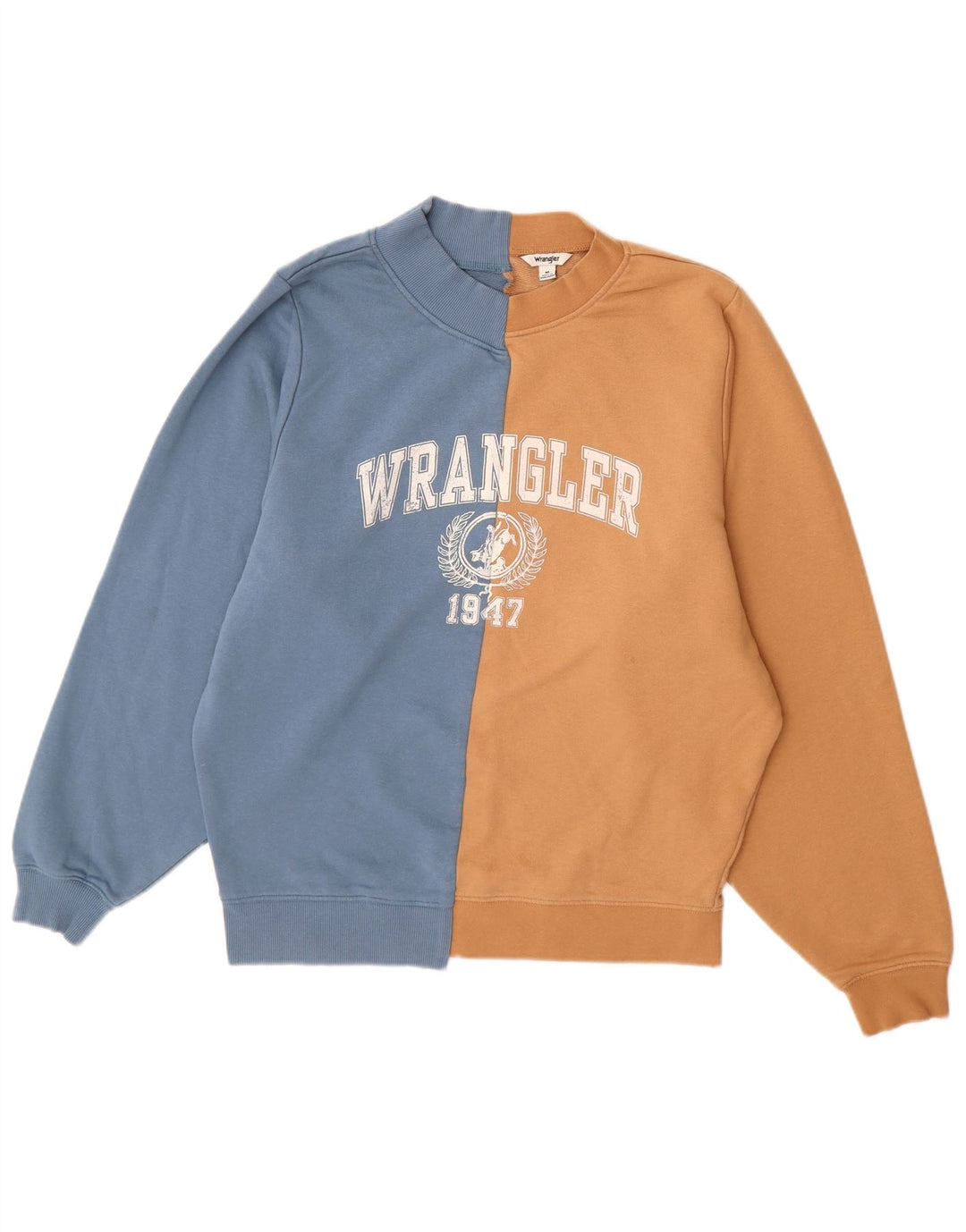 Wrangler moletom masculino gráfico jumper médio azul colorblock algodão