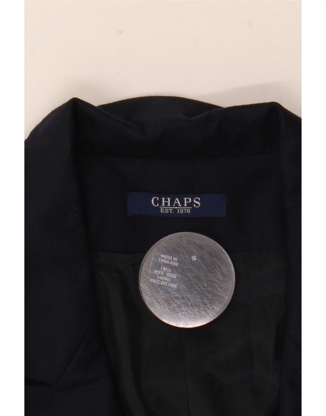 Jaqueta blazer feminina Chaps Double Breasted US 16 XL azul marinho lã