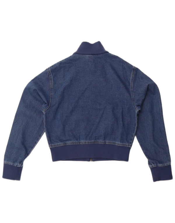 Adidas Womens Loose Fit Crop Denim Jacket Reino Unido 8/10 Pequeno Azul Algodão