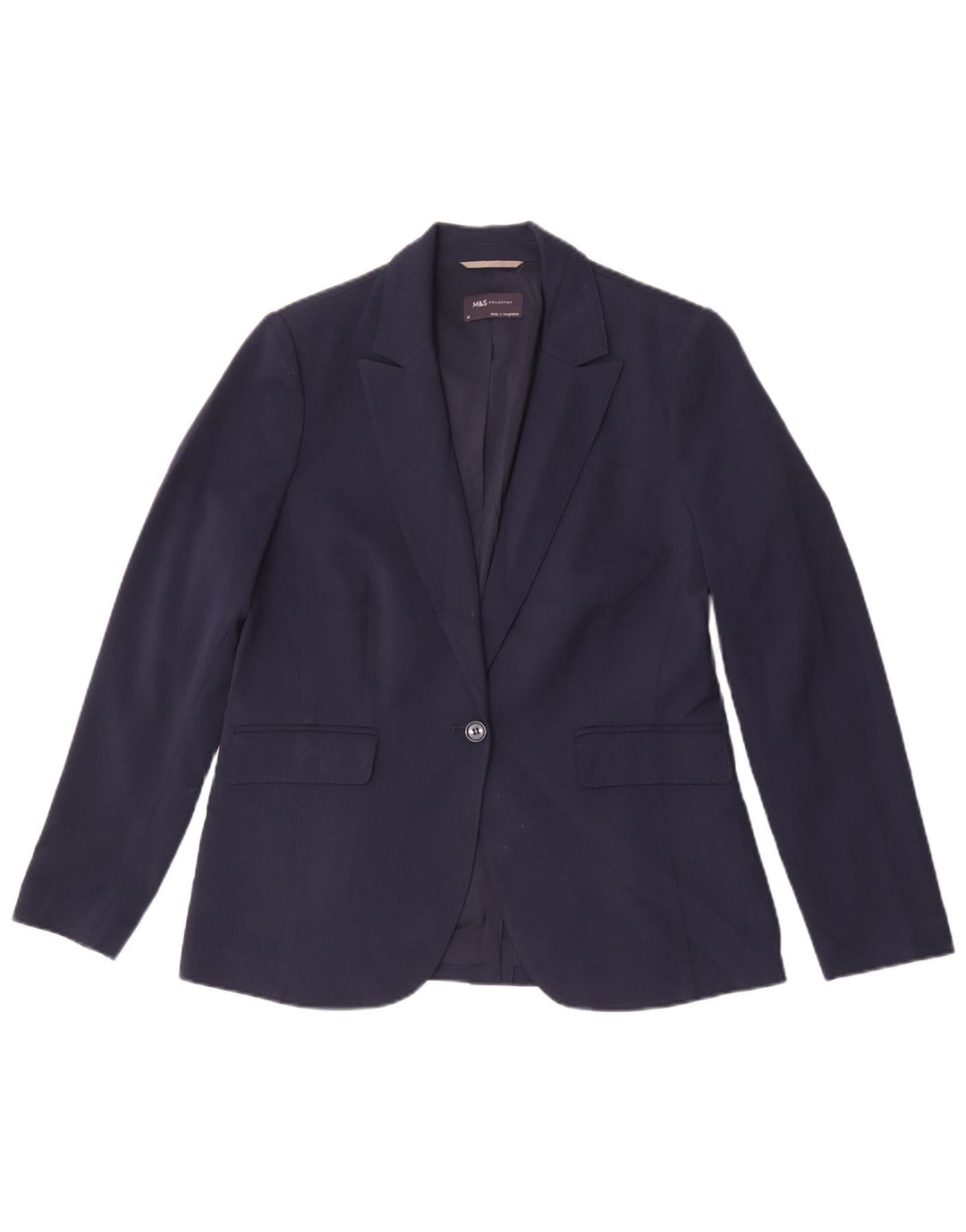 Jaqueta blazer feminina Marks & Spencer com 1 botão Reino Unido 14 grande azul marinho