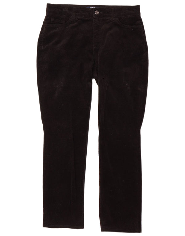 Calça feminina de veludo cotelê de cintura alta Chaps EUA 10 grande W30 L29 preta